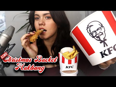 ASMR KFC CHRISTMAS BUCKET MUKBANG | whispering, eating sounds *ramble*