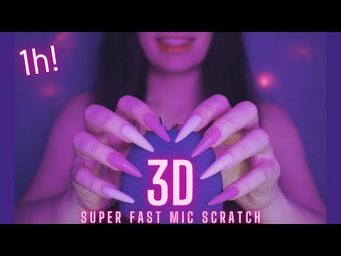Asmr Fast and Aggressive Mic Scratching - Brain Scratching with Long Nails | No Talking for Sleep 1H