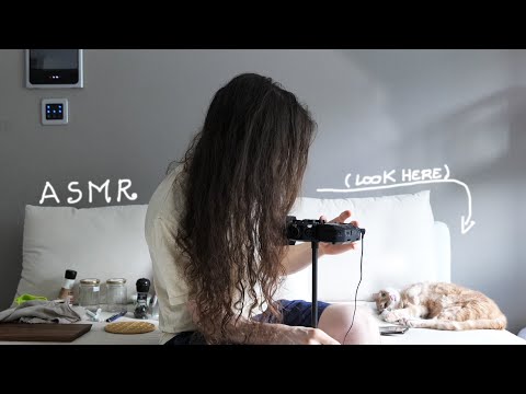 ASMR fast but not aggressive sounds (tapping, mouth sounds, mic touching, hair on mic, etc)