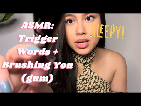 ASMR: Whispering Trigger Words and Brushing You To Sleep | Camera Brushing |Gum Chewing | Whispers