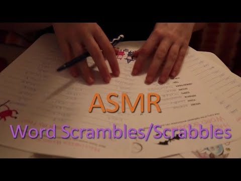 ASMR - Halloween Word Scrambles/Scrabbles - Soft Talking, Gum Chewing, Paper Sounds, Writing