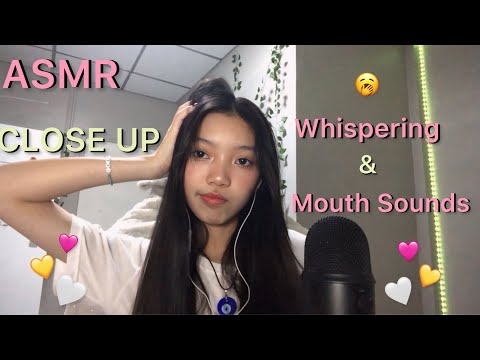 ASMR|Close up Whispering/Mouth Sounds 😴 ~asmr elle~