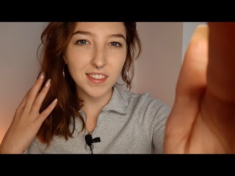 ASMR personal attention & chitchat | hand movements, face touching, breathing exercises, whispers
