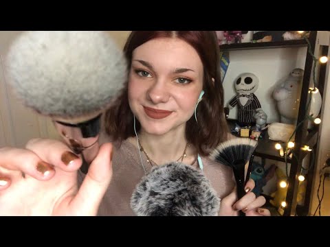 ASMR | Brushing Away Holiday Stress 💫 | Face & Mic Brushing, Mouth Sounds, Positive Affirmations
