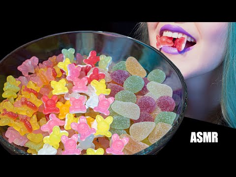 ASMR: SOUR FRUIT GUMS, FOAMY BUNNIES, CHEWY BUTTERFLIES | Gummy Candy Bowl 🍭 ~ Relaxing [V] 😻