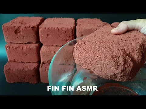 ASMR : Soft Red Sand Blocks + Charcoal Bars Crumble in Water #379