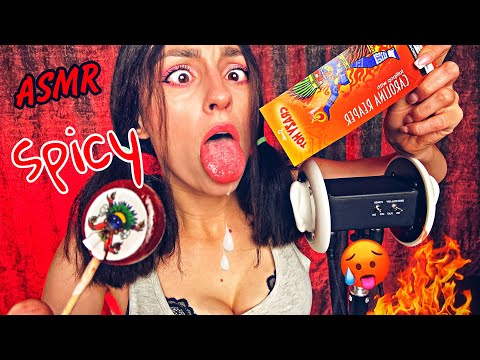 ASMR 🥵 LICK spicy Lollipop 💦 Crazy Hot Carolina REAPER 😱