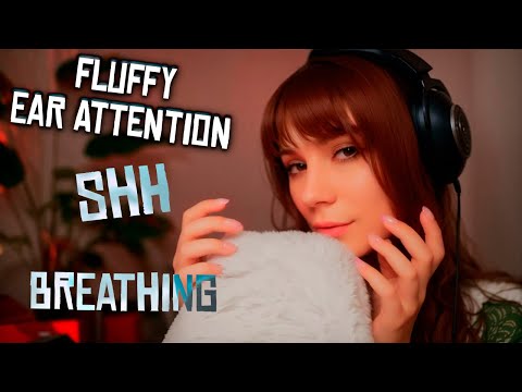 ASMR Fluffy Ear Attention, Soothing Shh and Gentle Breathing 💎 No Talking