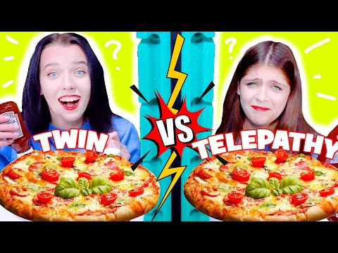 ASMR Twin Telepathy Pizza Mukbang Food Challenge