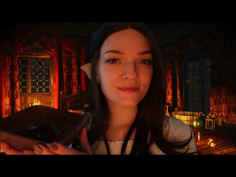 Relaxing Face Massage in the Kingfisher Inn ⚔️ Witcher ASMR Roleplay (face massage, brush sounds)
