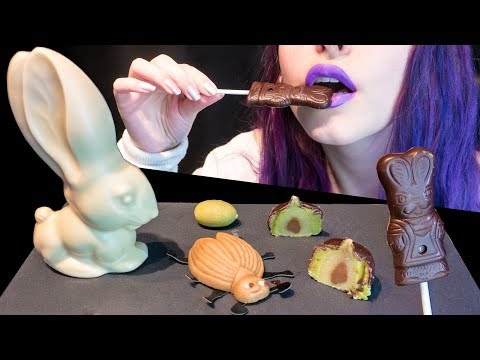 ASMR: Huge White Chocolate Bunny & Marzipan | Easter Candy 🐇 ~ Relaxing Eating [No Talking|V] 😻