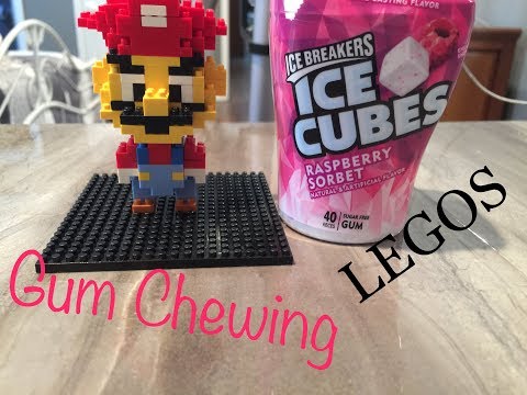 ASMR GUM CHEWING & Building Lego Mario.  Close Whispers.