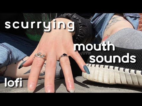 ASMR | CONCRETE scratching and tapping! with CLOSE UP mouth sounds and outside sounds (lofi ASMR)