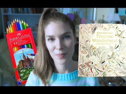 ASMR Colouring Book Tropical Wonderland with Faber Castell Pencils - No Talk