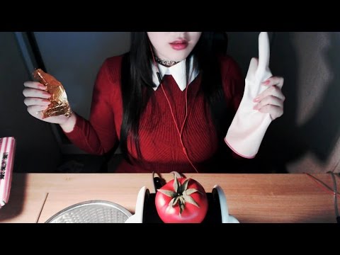 Korean ASMR 귀를 감싸는 자극적인 소리들(?) Foil around your ears! Rubber gloves ear tapping, Jelly eating