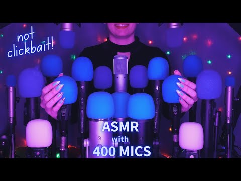 ASMR with 400 MICS!😮🎤 Different Mic Covers & Nails 💙 Mic Scratching , Massage & More | No Talking 4K