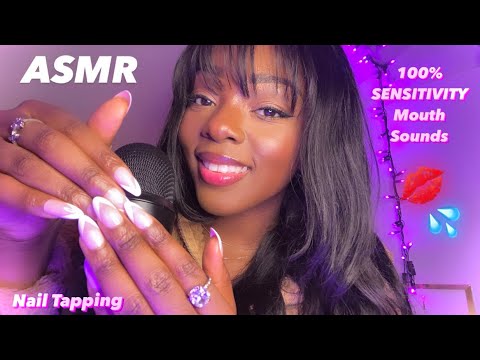 ASMR | 100% SENSITIVITY Mouth Sounds 🤍💦 (With Nail Tapping & Hand Sounds)