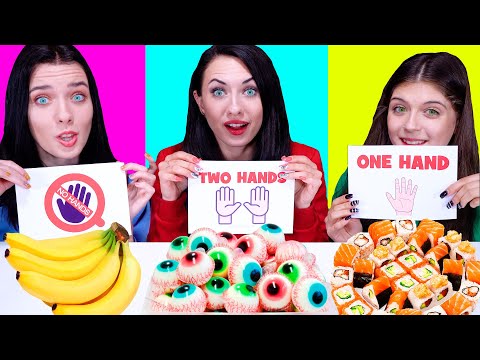 ASMR No Hands vs One Hand vs Two Hands Eating Challenge By LiLiBu