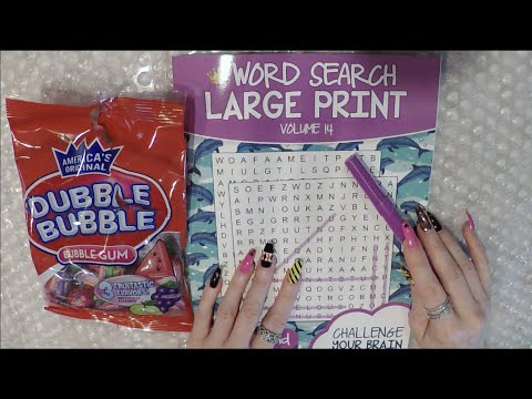 ASMR Extreme Gum Chewing Word Search | Whispered | For Sleep, Studying & Background Sounds