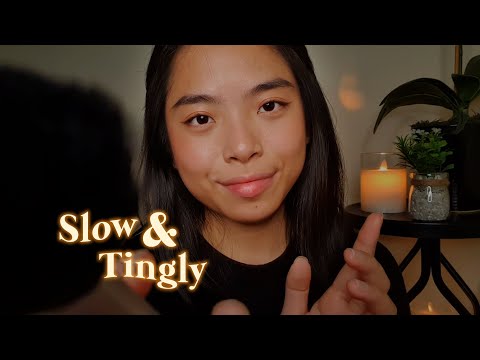 ASMR Slow & Close Up Personal Attention Triggers🕯️Face Brushing, Plucking & More (Layered Sounds)