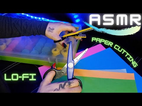 ASMR | Lo-fi |Scissors Cutting Paper, Ruffling/Folding, Paper Sounds | Plastic Tapping (No Talking)