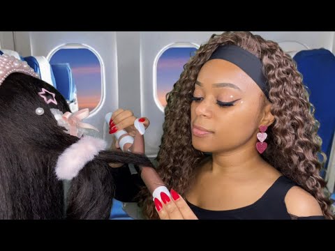 ASMR | ✈️ The Lady On The Airplane Does Your Hair | Hair Curling