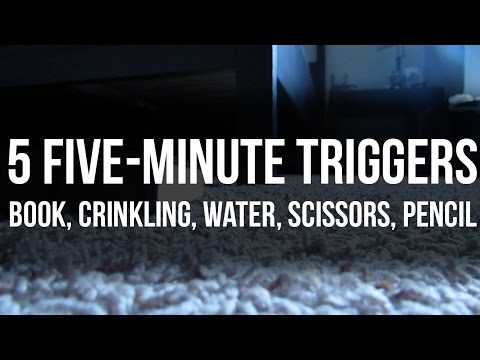 [BINAURAL ASMR] 5 Five-Minute Triggers! (book, water, crinkling, pencil, paper cutting)