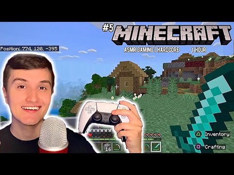 ASMR Gaming | Playing Minecraft 🎮 (w/ controller sounds + gum chewing) 1 hour