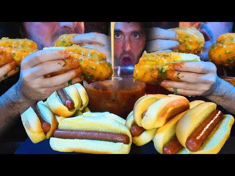 HOT DOG CHILI CHEESE SAUCE PARTY !!! ASMR No Talking | Nomnomsammieboy