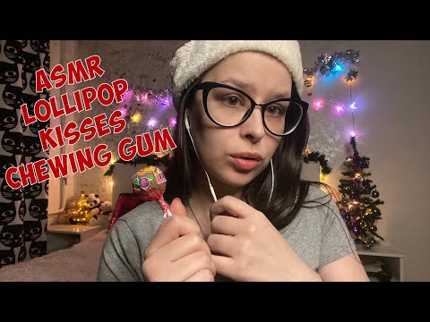 ASMR red candy 🍭 lick kiss mouth sounds chewing gum