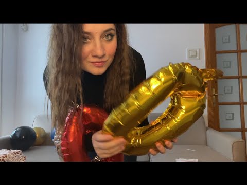 ASMR | Sit to Pop Balloons and Foil Balloons| Spit Painting and Squeaky Sounds ❤️❤️❤️😈