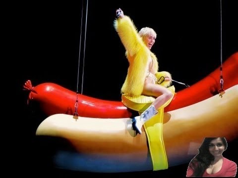 Miley Cyrus Rides Hot Dog Concert Live Show Performance Bangerz Tour - Video Review