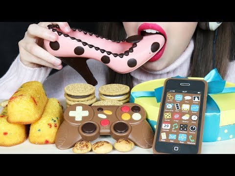 ASMR EDIBLE SHOE, IPHONE, GAMEPAD & S'MORES (EATING SOUNDS) No Talking MUKBANG 먹방