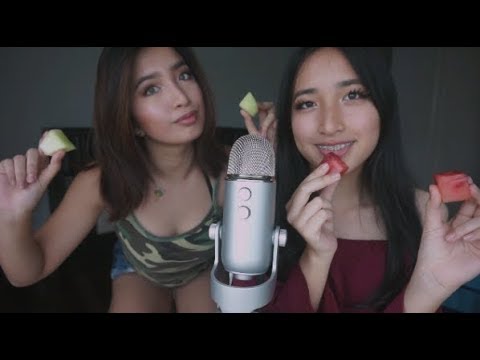 ASMR 🍉 Two girls and Fruits 🍈 Double Mouth Sounds, Mukbang 🍊 ~