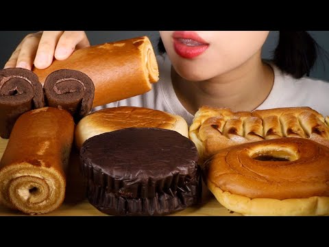 ASMR Pokemon Bread | Chocolate Rolls and Cake, Danish, Peanut Roll | Eating Sounds Mukbang