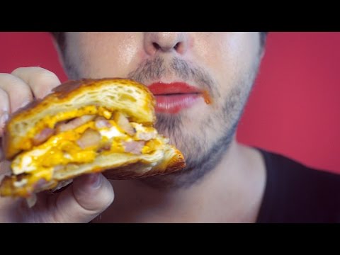 ASMR Eating Bacon, Egg and Cheese on Croissant 먹방