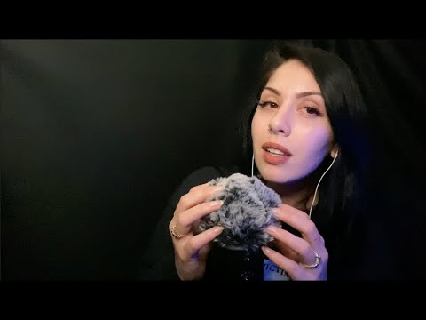 ASMR fluffy mic touching and inaudible whispers