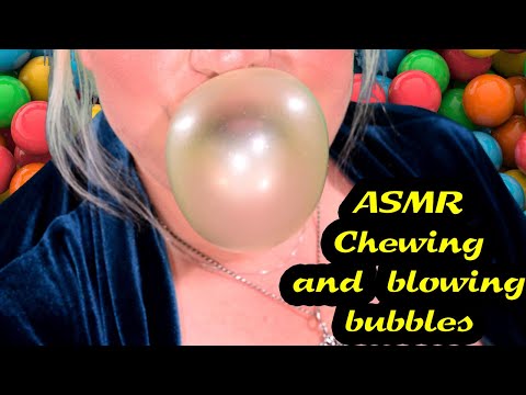 ASMR Bubble Gum Chewing and blowing bubbles