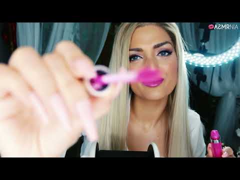 ASMR Barbie CARICIAS en tu CARA  + Mouth  Sounds + Cosas  de color ROSA 💕