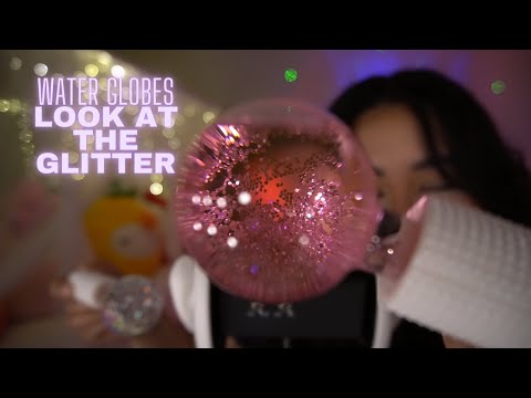 ASMR | 30 mins of water globes with 3dio mic for sleep or relaxation 💤 (water sounds, MOUTH SOUNDS👄)