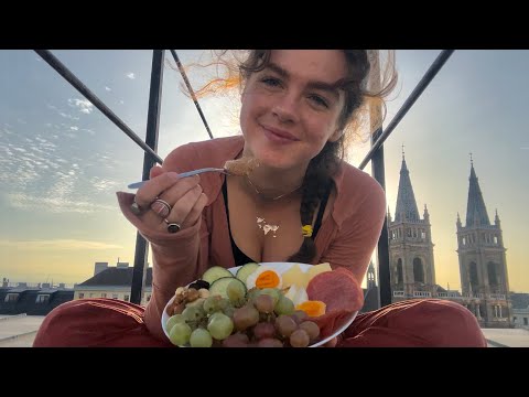 ASMR On a Rooftop in Vienna (Eating Breakfast)