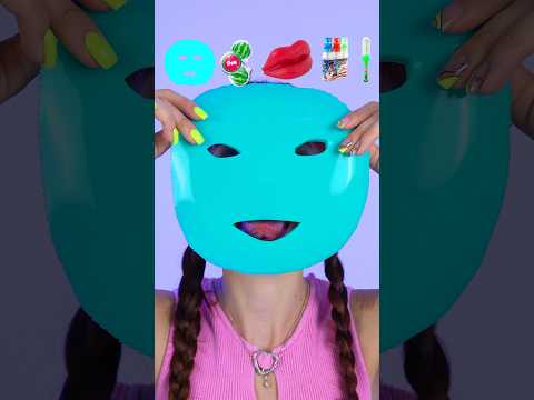 ASMR Emoji Gummy Mask, Chewy Lip #shorts