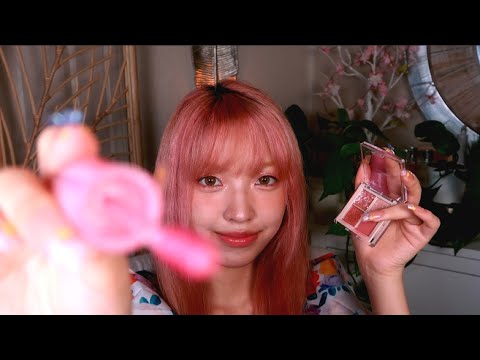 ASMR | Making You Look Pretty in Pink💄(Slow & Tingly Makeup, Brushing, Face Touch) {layered sounds}