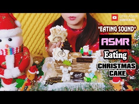 ASMR EATING CHRISTMAS CAKE | LINH-ASMR