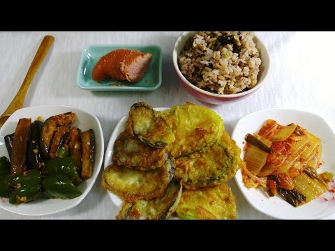 ASMR: Korean food 애호박 가지전 볶음 명란젓 한식 이팅사운드 Eating Sounds zucchini, eggplant, salted pollack roe, rice