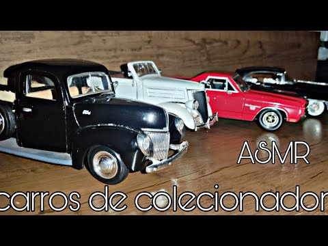 ASMR- mostrando 4 modelos de carro em miniatura da coleção do meu pai💙  (sons de boca e mãos)