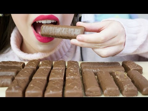 ASMR Caramel CHOCOLATE COVERED MINI BARS (CRUNCHY & CHEWY Eating Sounds) No Talking