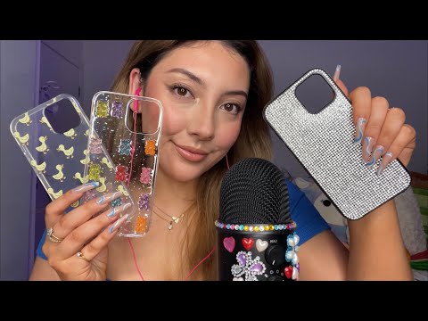 ASMR phone case haul! 🧡 ~tapping + textured scratching triggers~ | Whispered