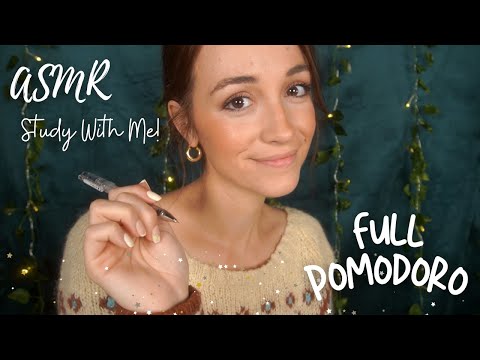 ASMR Study and Work with Me! FULL Pomodoro Session with Timer & Breaks (Gentle Rain)