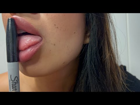 ASMR Licking | very wet pen noms (wet mouth sounds)